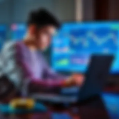 Young Investor Reviewing Crypto Options A young person looking at cryptocurrency options on a laptop, with charts and graphs on the screen, symbolizing beginner crypto investing