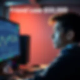 A young man appears worried while staring at a computer screen, showing a crypto trading platform where funds have disappeared.