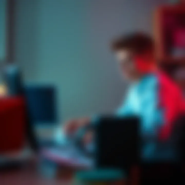 A young trader sits at a desk with a laptop, showing signs of stress and worry after a financial loss. Papers are scattered around, indicating a struggle with trading decisions.