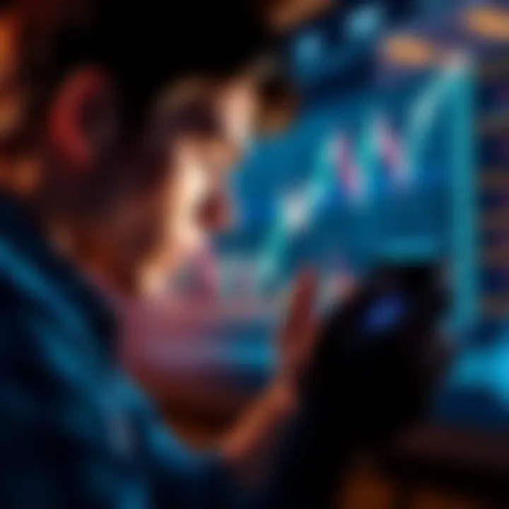 A thoughtful person looking at a Bitcoin chart while reminiscing about early investment lessons.