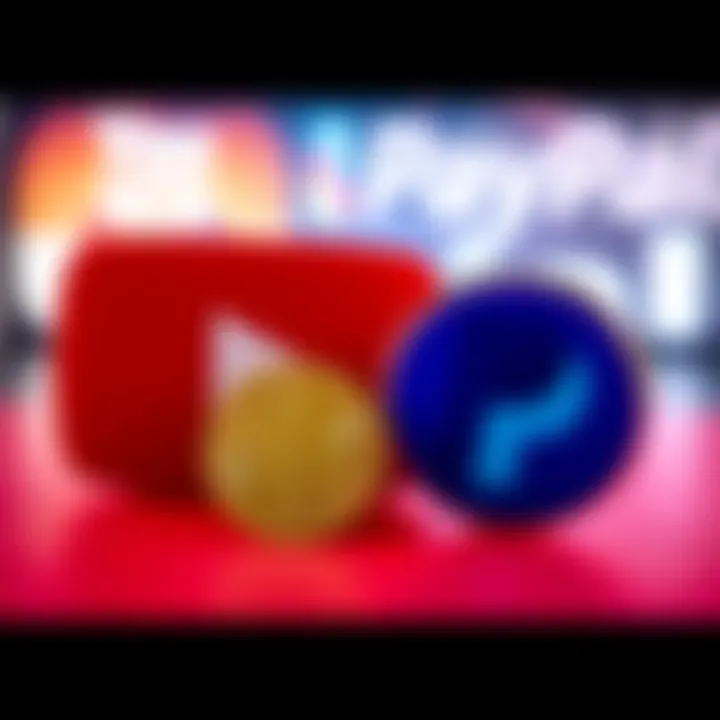 YouTube logo alongside PayPal logo and stablecoin symbol