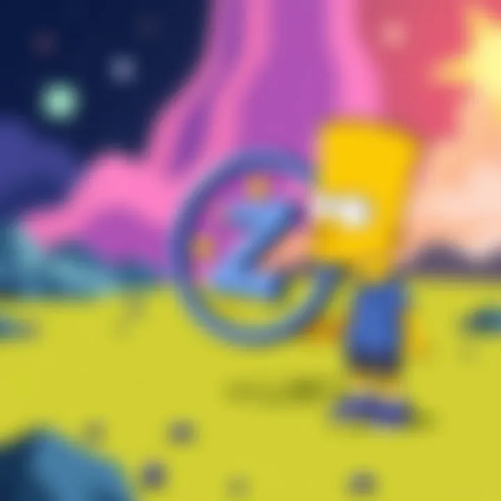 The Zcash logo creatively designed in a style inspired by Bart Simpson, showcasing playful elements and colors.