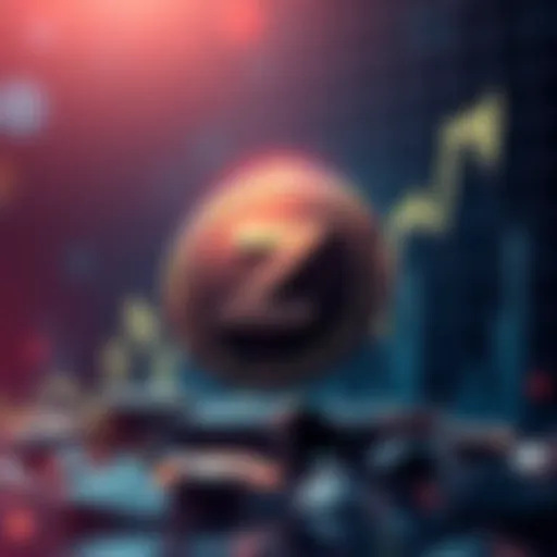 A digital illustration of Zcash's logo with a rising graph line in the background, symbolizing market interest.