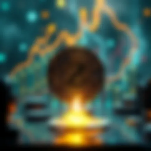 Zcash Cryptocurrency Concept A digital representation of Zcash with symbols of growth and challenges in the background, showing trends and future potential of cryptocurrency.