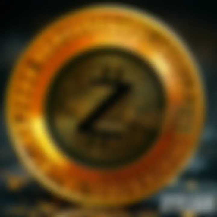 Zcash logo prominently displayed with a fading Bitcoin symbol behind it, representing the future of cryptocurrencies