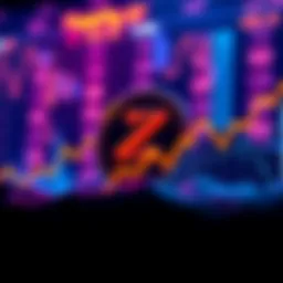 Zcash logo with a graph showing upward trend, symbolizing growth in cryptocurrency market