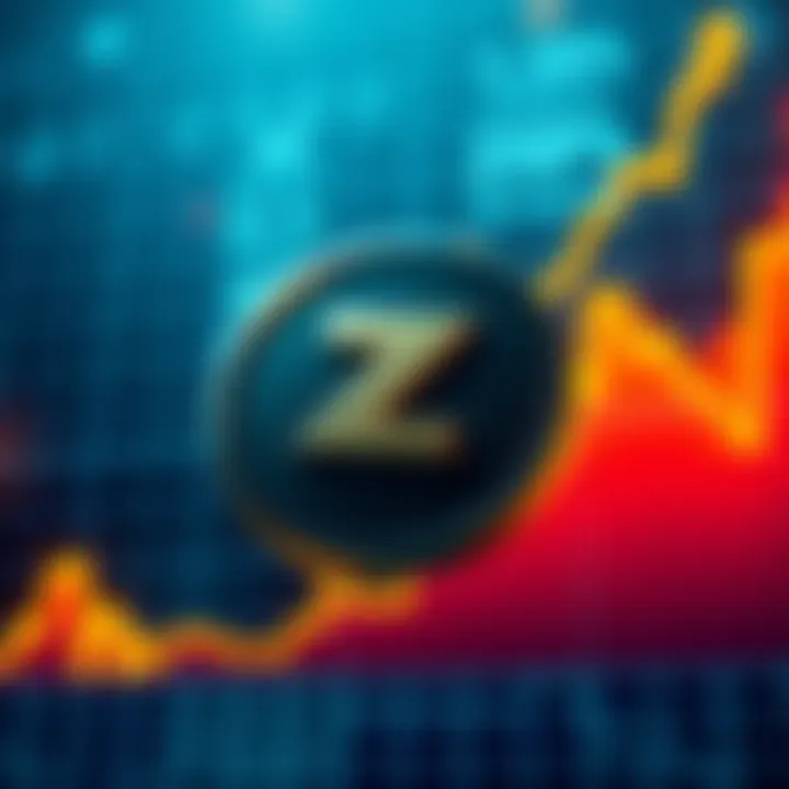 Zcash logo with a graph showing an upward trend, symbolizing potential price increase