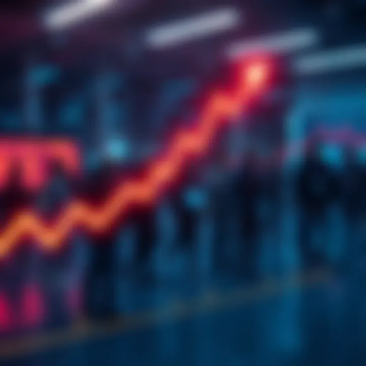 A graphic showing a rising graph line representing Zec's growth towards 500 billion, with people discussing in the background.