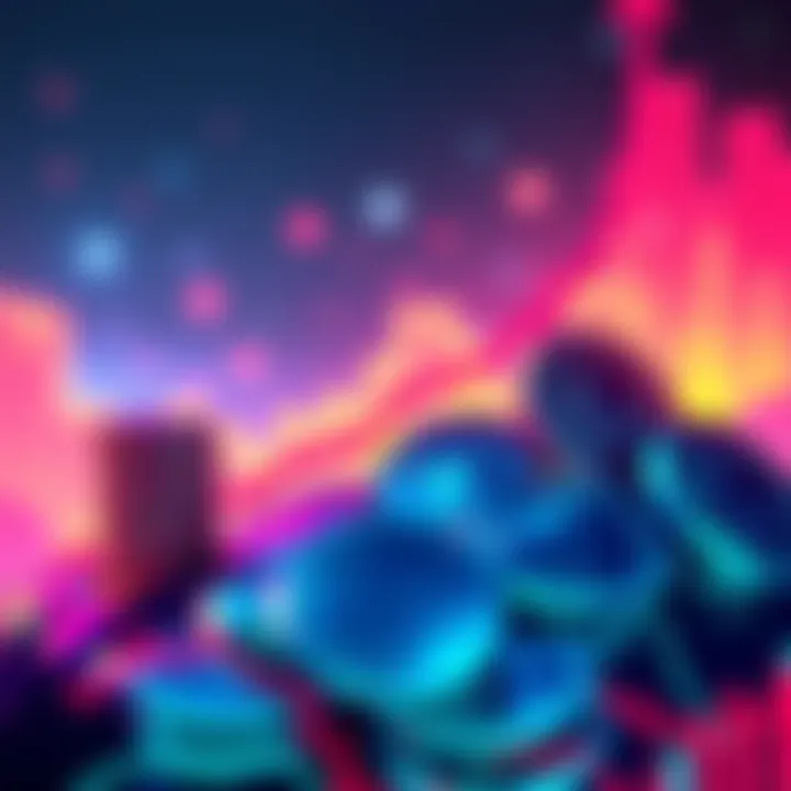 Representation of Zilliqa's rise with government-backed validator LTIN, showing upward graph and crypto tokens