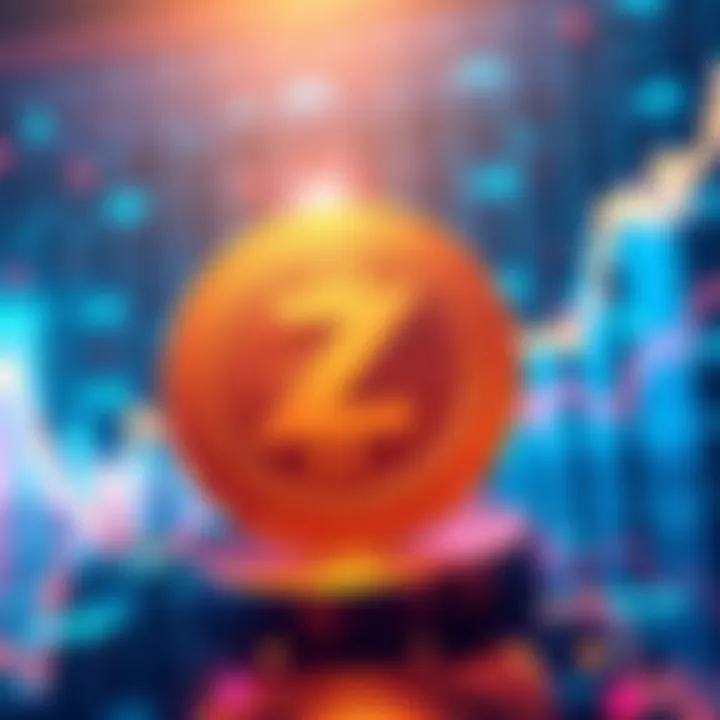 ZILLIQA Price Forecast Analysis A futuristic digital representation of ZILLIQA's cryptocurrency potential with a backdrop of financial graphs and upward trends.