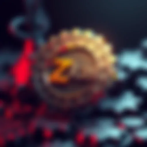 Illustration of Zkas cryptocurrency logo with gears representing the new proof-of-work system, symbolizing speed and privacy features in transaction processing.