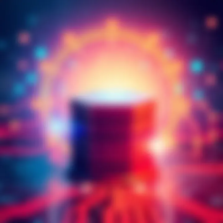 Illustration of a compliance layer concept with symbols representing data verification and security, blending technology elements with compliance imagery.